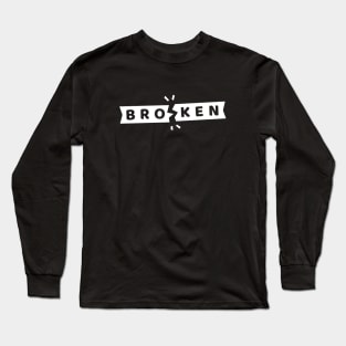 White Broken Label Long Sleeve T-Shirt